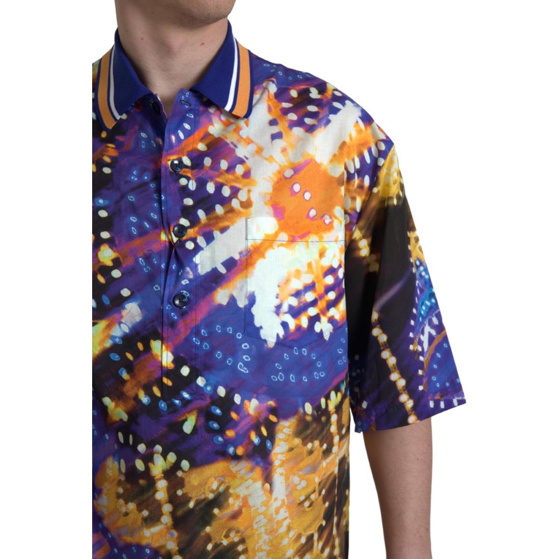 Dolce & Gabbana Luminaire Print Cotton Polo Top Men Shirt Dolce & Gabbana