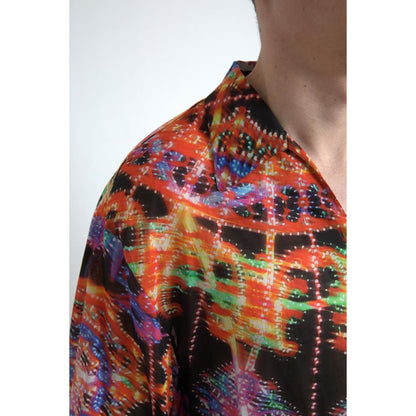 Dolce & Gabbana Multicolor Luminarie Print Men Cotton Shirt Dolce & Gabbana
