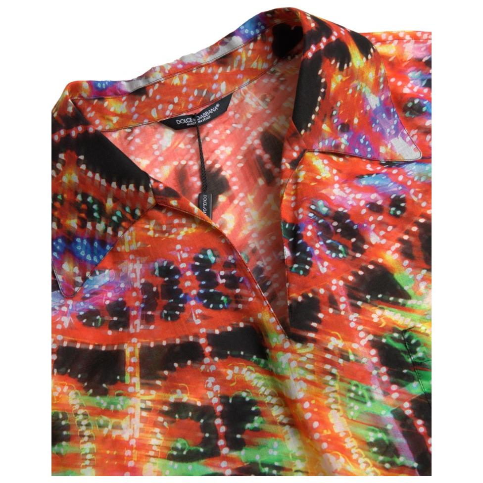 Dolce & Gabbana Multicolor Luminarie Print Men Cotton Shirt Dolce & Gabbana