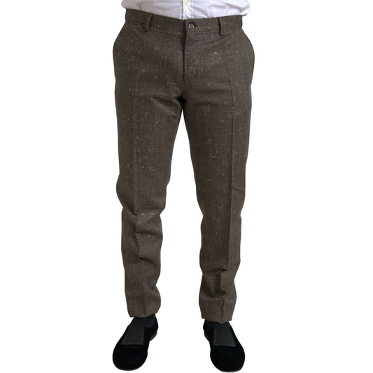 Dolce & Gabbana Brown Wool Dress Skinny Men Trouser Pants