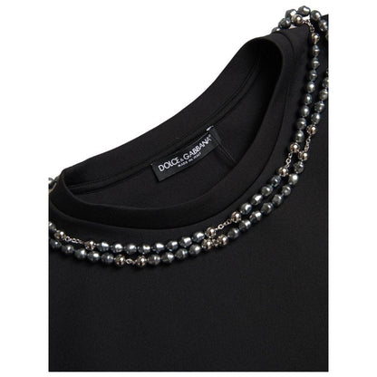 Dolce & Gabbana Black Necklace Embellished Polyester T-shirt Dolce & Gabbana