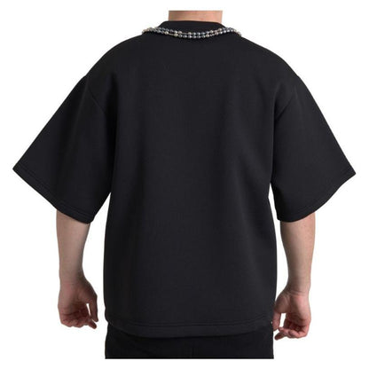 Dolce & Gabbana Black Necklace Embellished Polyester T-shirt Dolce & Gabbana