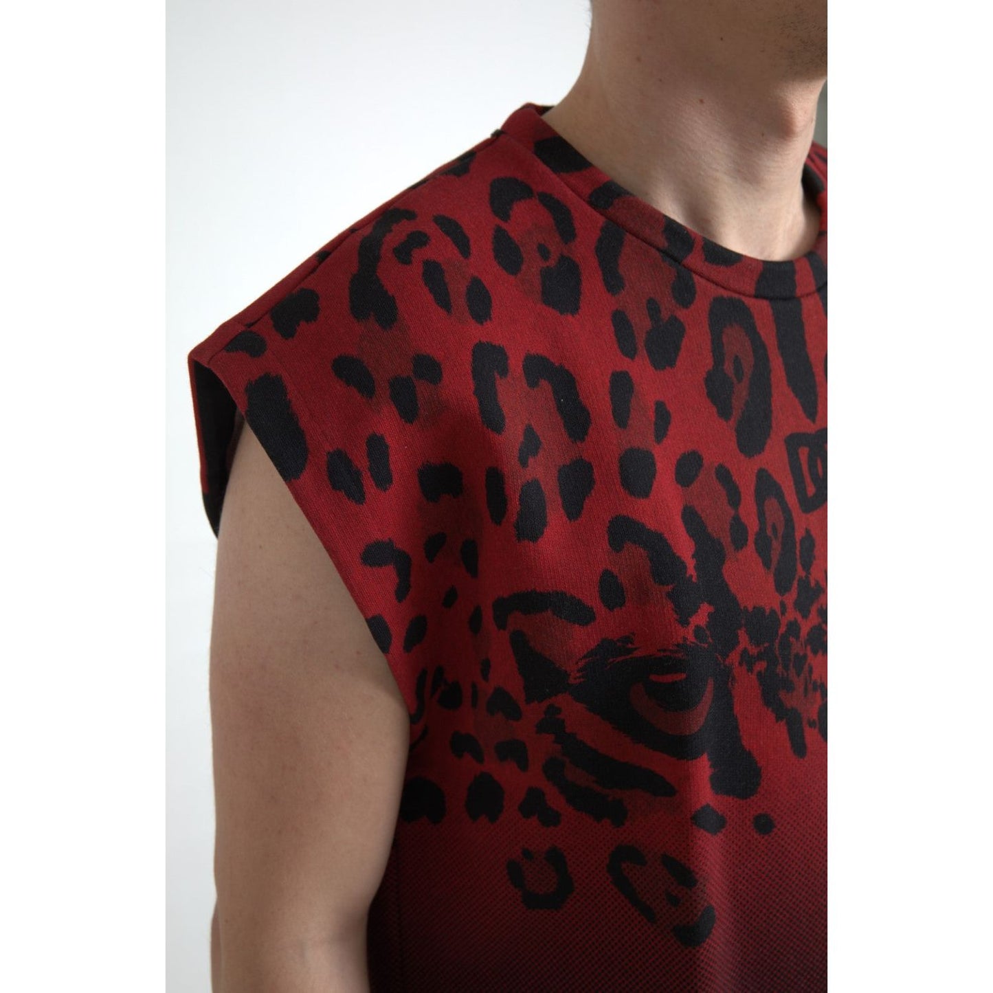 Dolce & Gabbana Red Leopard Cotton Sleeveless Tank T-shirt Dolce & Gabbana