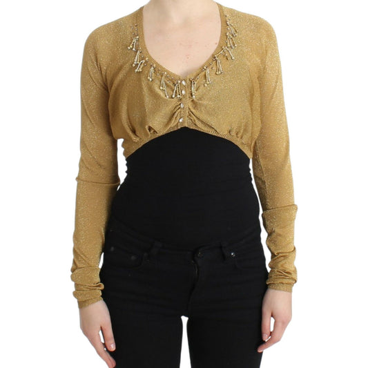 Cavalli Embellished Gold Shimmer Shrug Cavalli