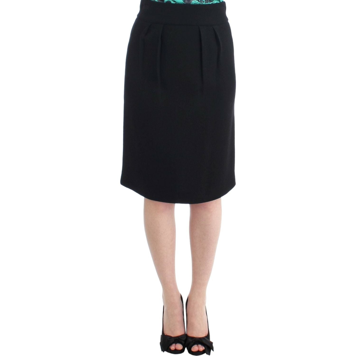 Cavalli Black wool pencil skirt