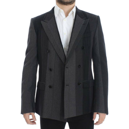 Dolce & Gabbana Gray striped wool stretch blazer