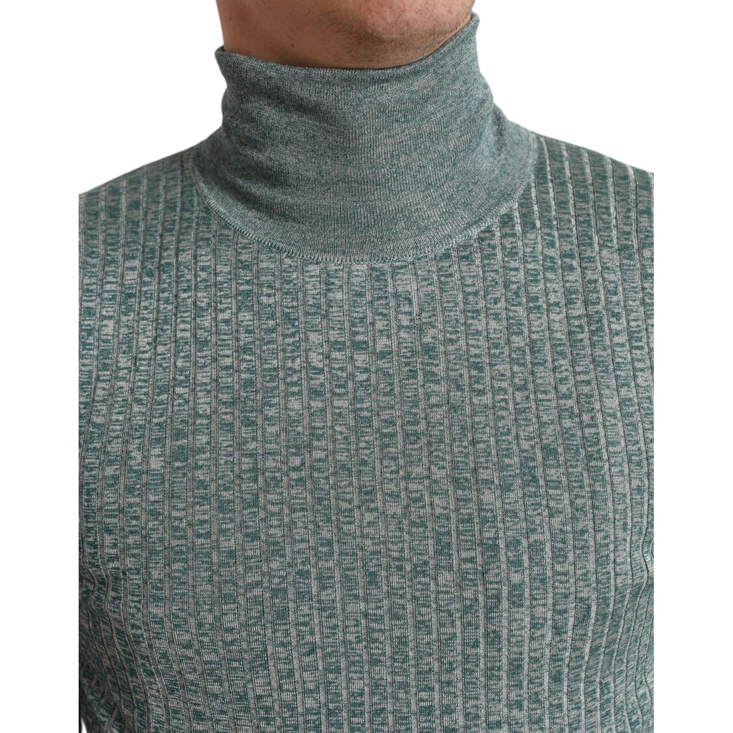 Dolce & Gabbana Green Polyester Turtleneck Pullover Sweater