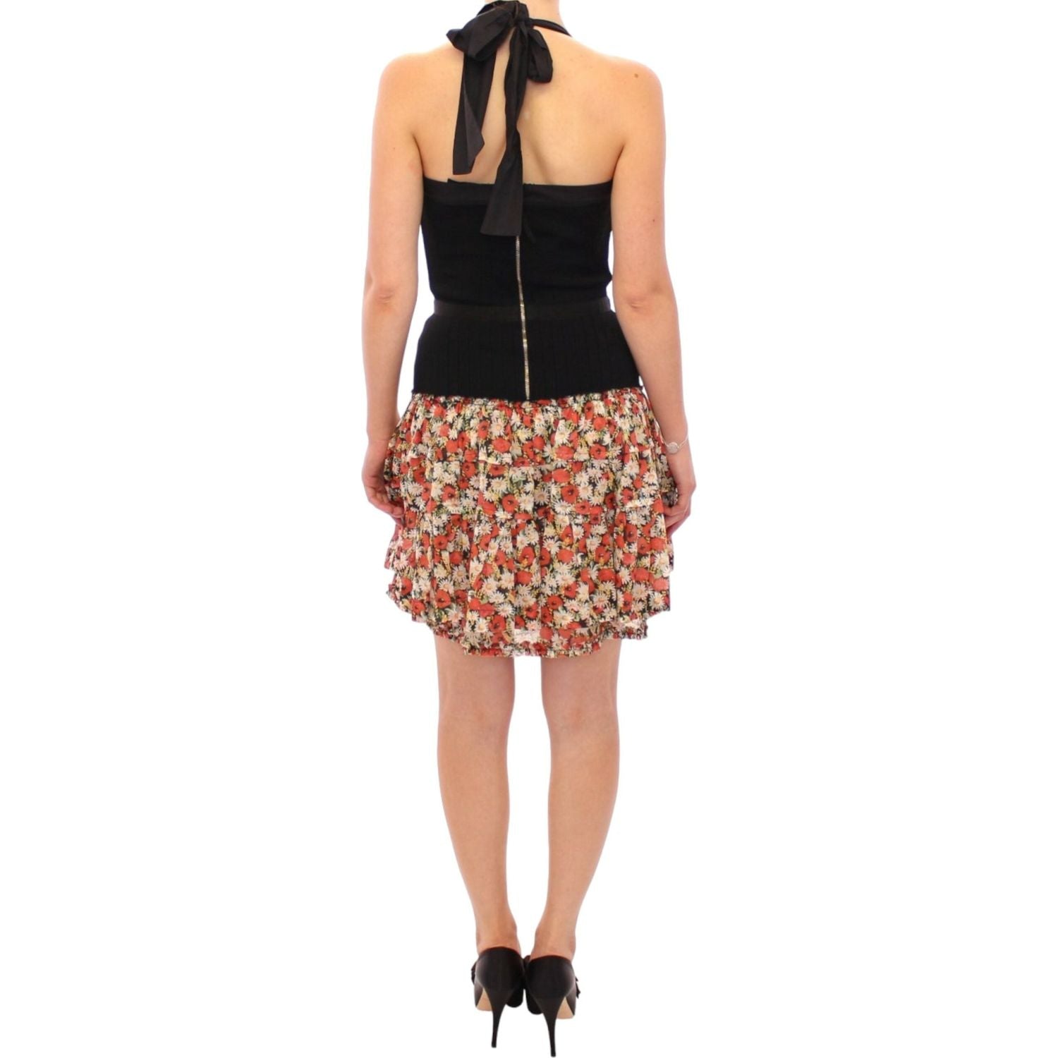 Dolce & Gabbana Multicolor floral bubble halterneck dress