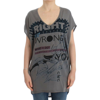 Costume National Gray V-neck long t-shirt