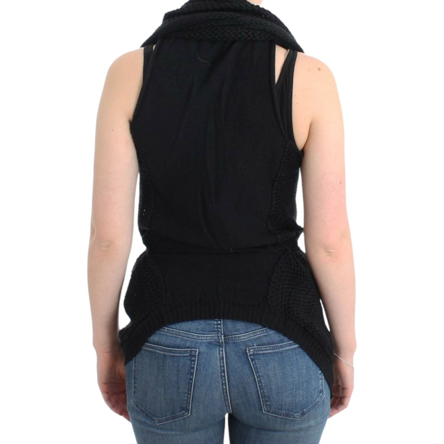 Costume National Black sleeveless knitted cardigan