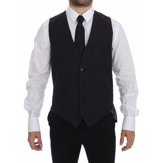 Dolce & Gabbana Sleek Gray Wool Dress Vest Dolce & Gabbana