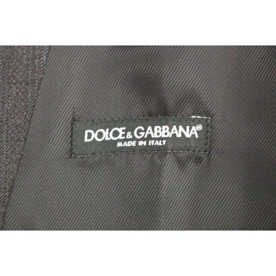 Dolce & Gabbana Gray Striped Wool Logo Vest Gilet Weste