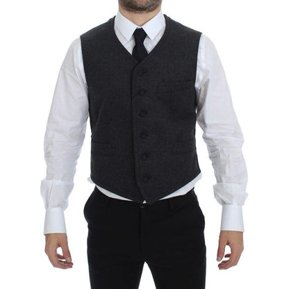 Dolce & Gabbana Gray Wool Blend Logo Vest Gilet Weste
