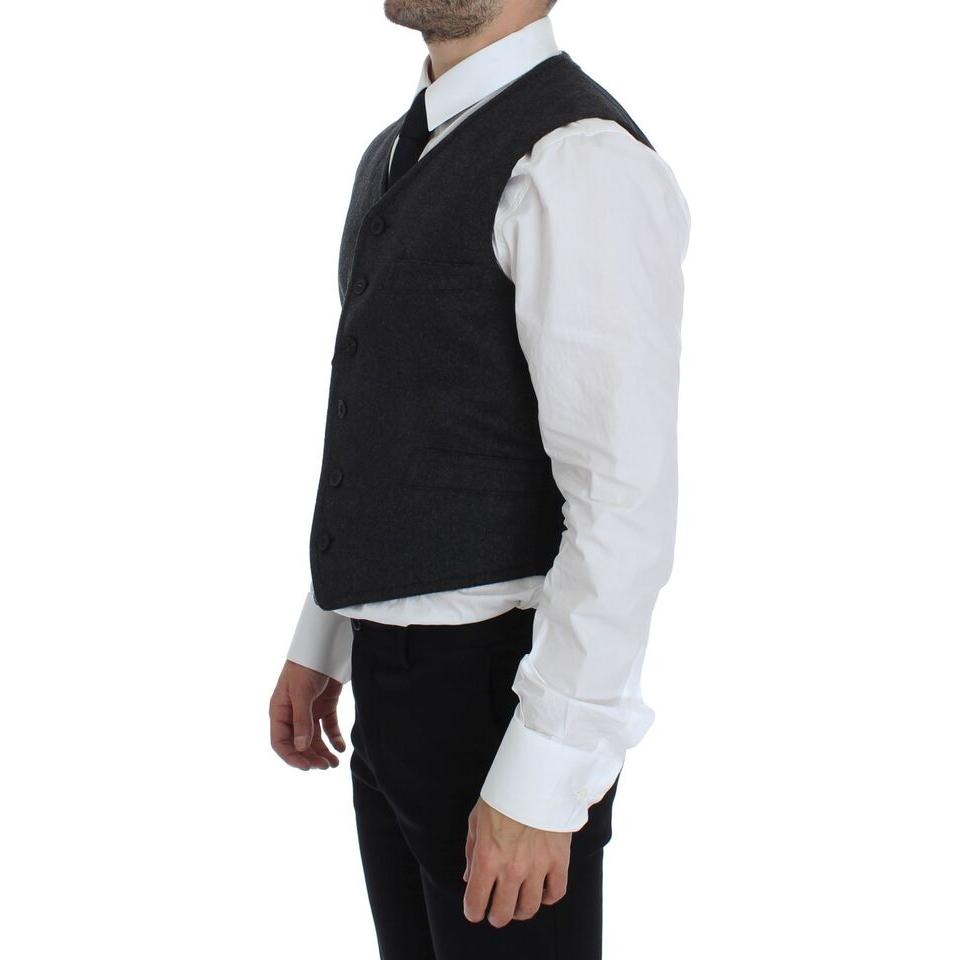 Dolce & Gabbana Gray Wool Blend Vest Gilet Weste