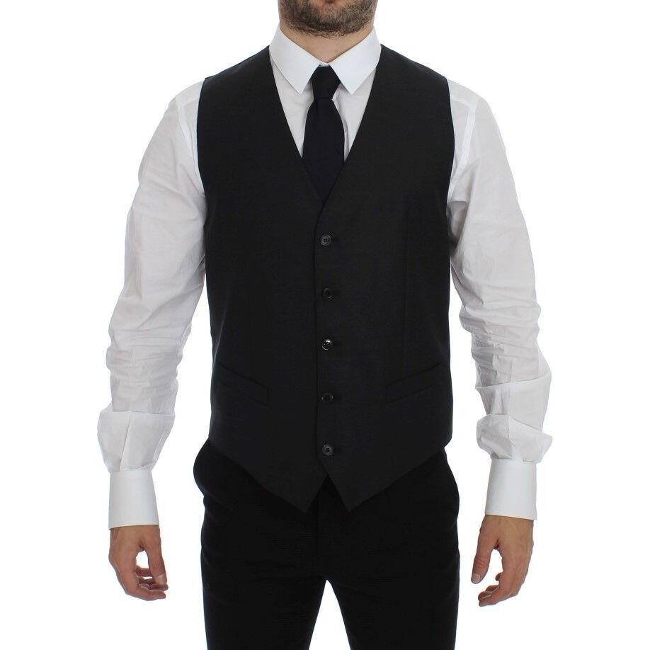 Dolce & Gabbana Gray Wool Silk Dress Vest Gilet Weste