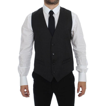 Dolce & Gabbana Gray Wool Formal Dress Vest Gilet Weste