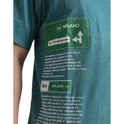 Dolce & Gabbana Blue Cotton Milano Street Round Neck T-shirt Dolce & Gabbana