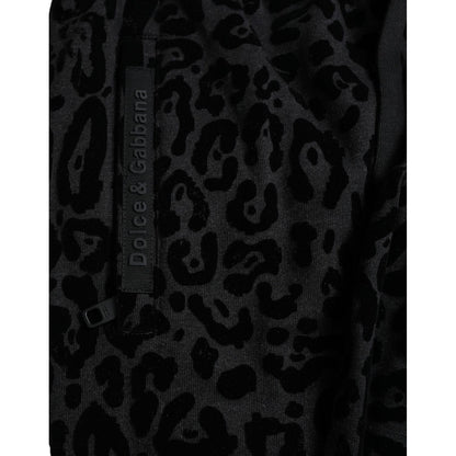 Dolce & Gabbana Black Leopard Cotton Slim Fit Jogger Pants