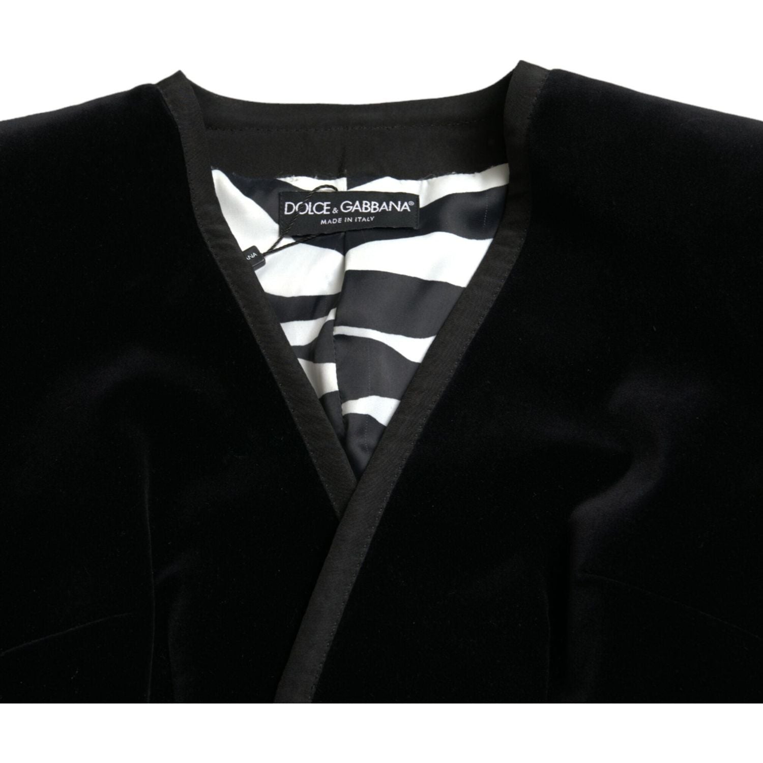 Dolce & Gabbana Black Velvet Cotton Double Breasted Jacket