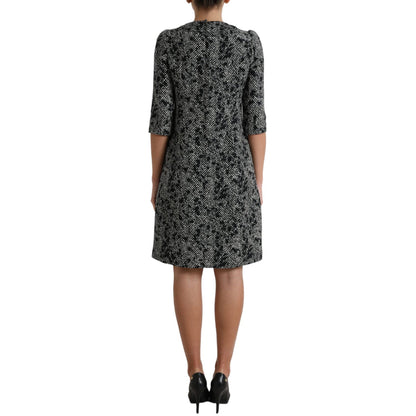 Dolce & Gabbana Black Chevron Polyester Shift Mini Dress