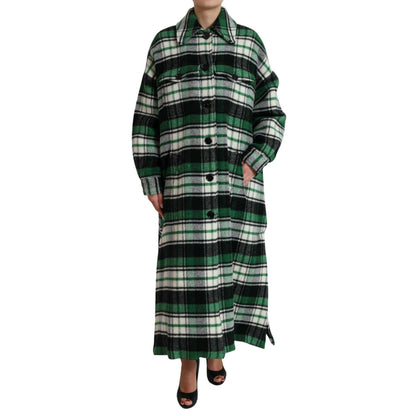 Dolce & Gabbana Green Plaid Long Sleeve Casual Coat Jacket 1728,67345645728,Clothing,Dolce & Gabbana,Full-Length Jackets - Jackets & Coats - Clothing,Green,IT40|S,Jackets & Coats - Clothing,Jackets & Coats - Women - Clothing,Material: 27% Angora 26% Polye