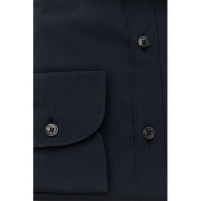 Bagutta Blue Cotton Men Shirt Slim Fit with French Collar