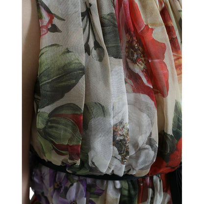 Dolce & Gabbana Beige Floral Sleeveless A-line Mini Dress Dolce & Gabbana