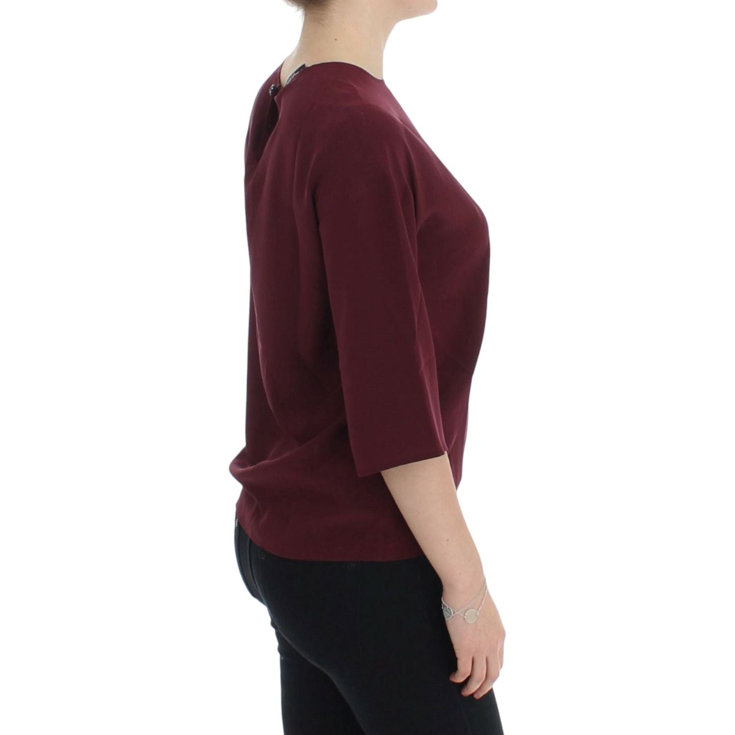 Dolce & Gabbana Red 3/4 sleeve silk blouse