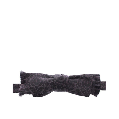 Dolce & Gabbana Gray Black Wool Silk Bow Tie