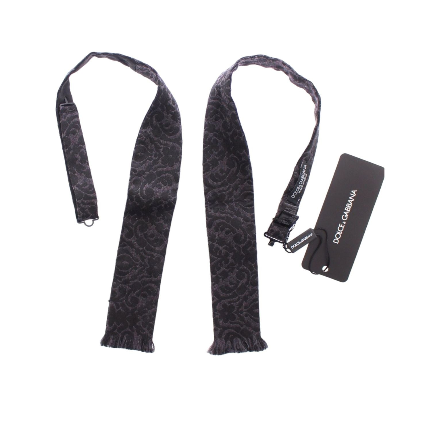 Dolce & Gabbana Gray Black Wool Silk Bow Tie