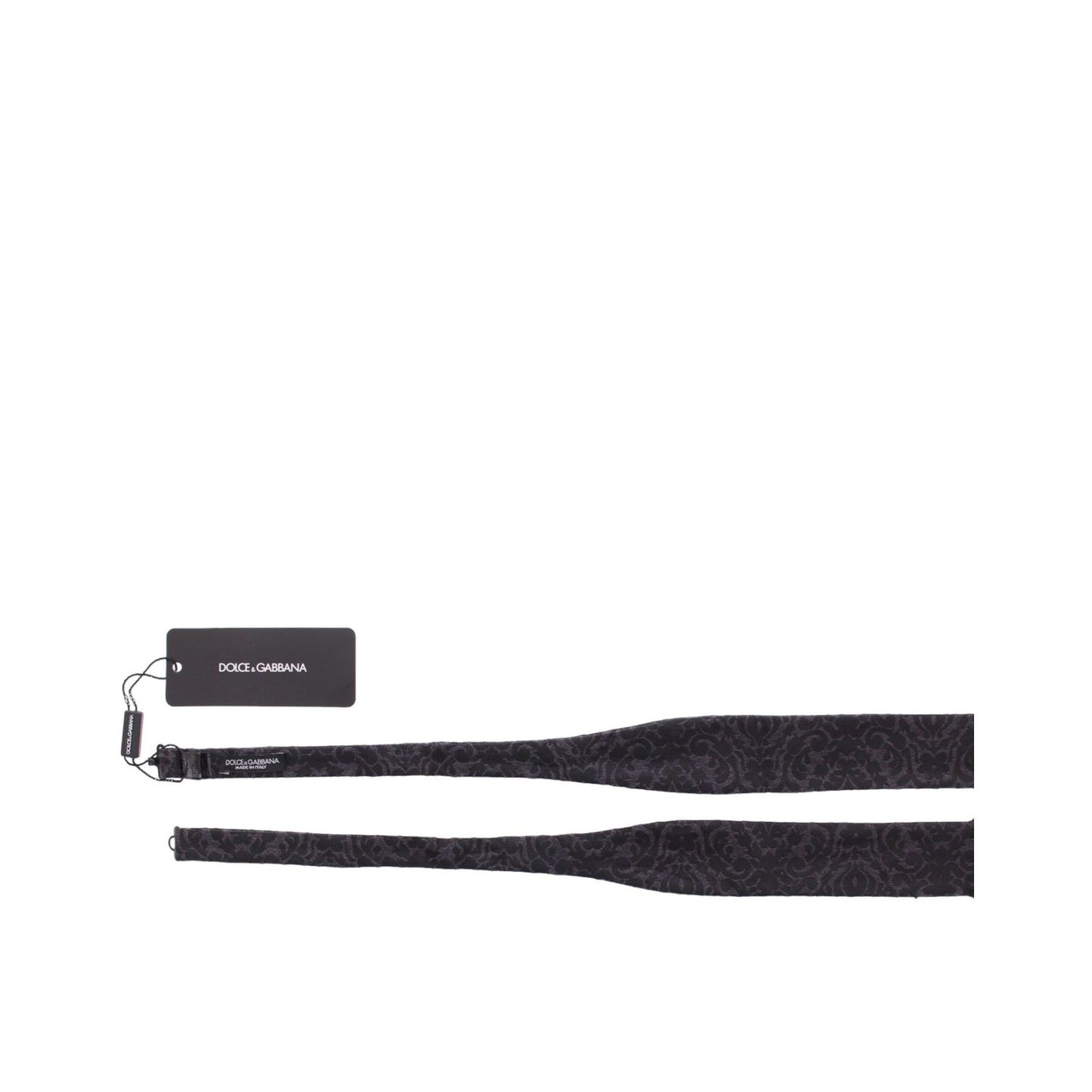 Dolce & Gabbana Gray Black Wool Silk Bow Tie