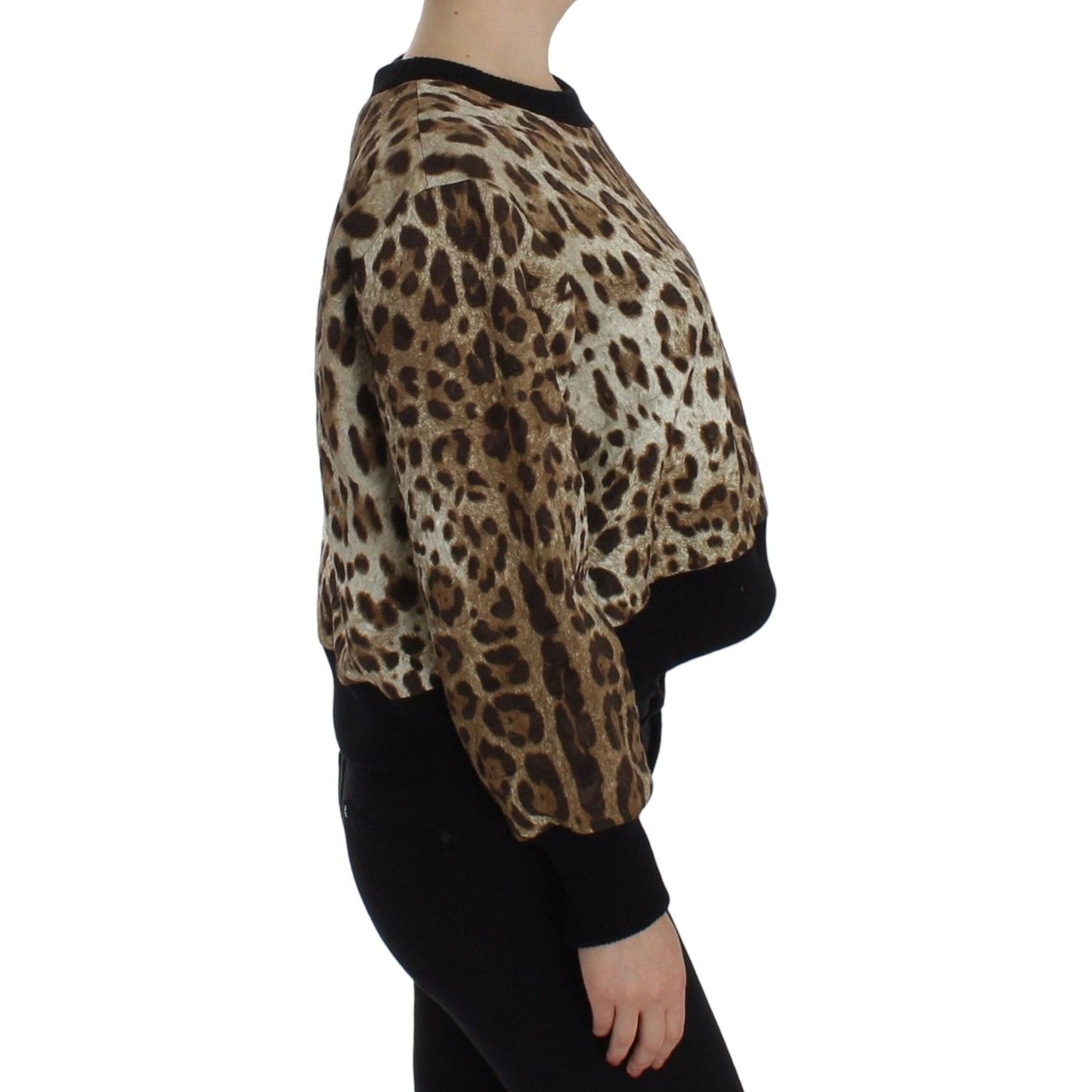 Dolce & Gabbana Leopard Print Crewneck Short Sweater