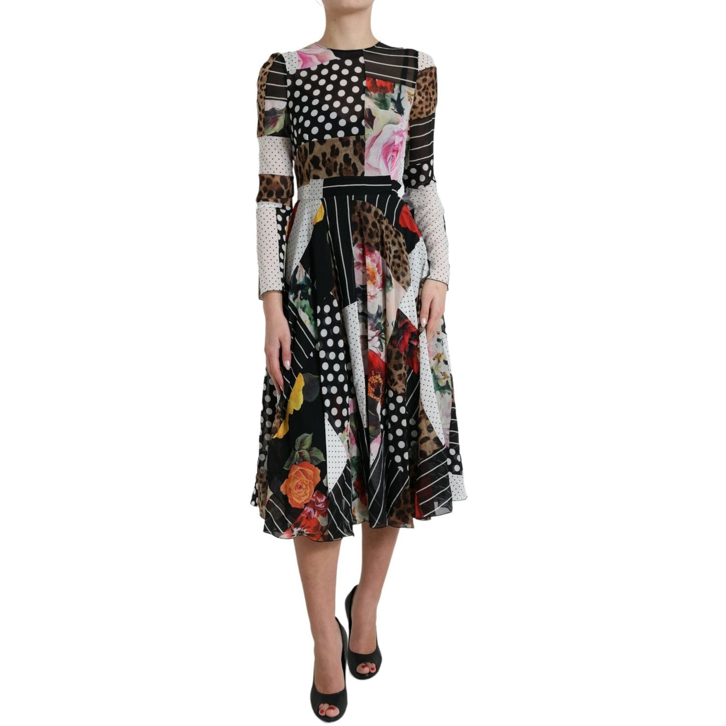 Dolce & Gabbana Multicolor Patchwork Floral Leopard Dress Dolce & Gabbana