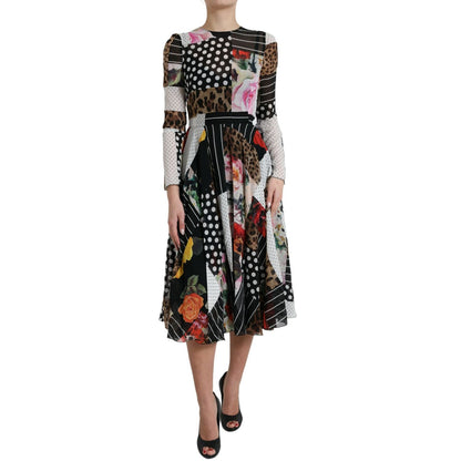 Dolce & Gabbana Multicolor Patchwork Floral Leopard Dress Dolce & Gabbana