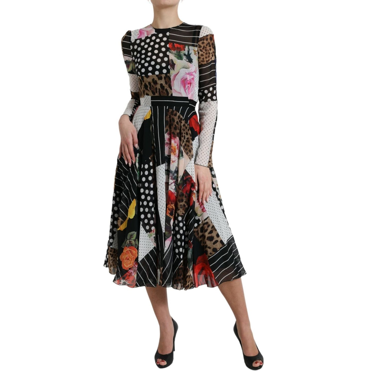Dolce & Gabbana Multicolor Patchwork Floral Leopard Dress Dolce & Gabbana