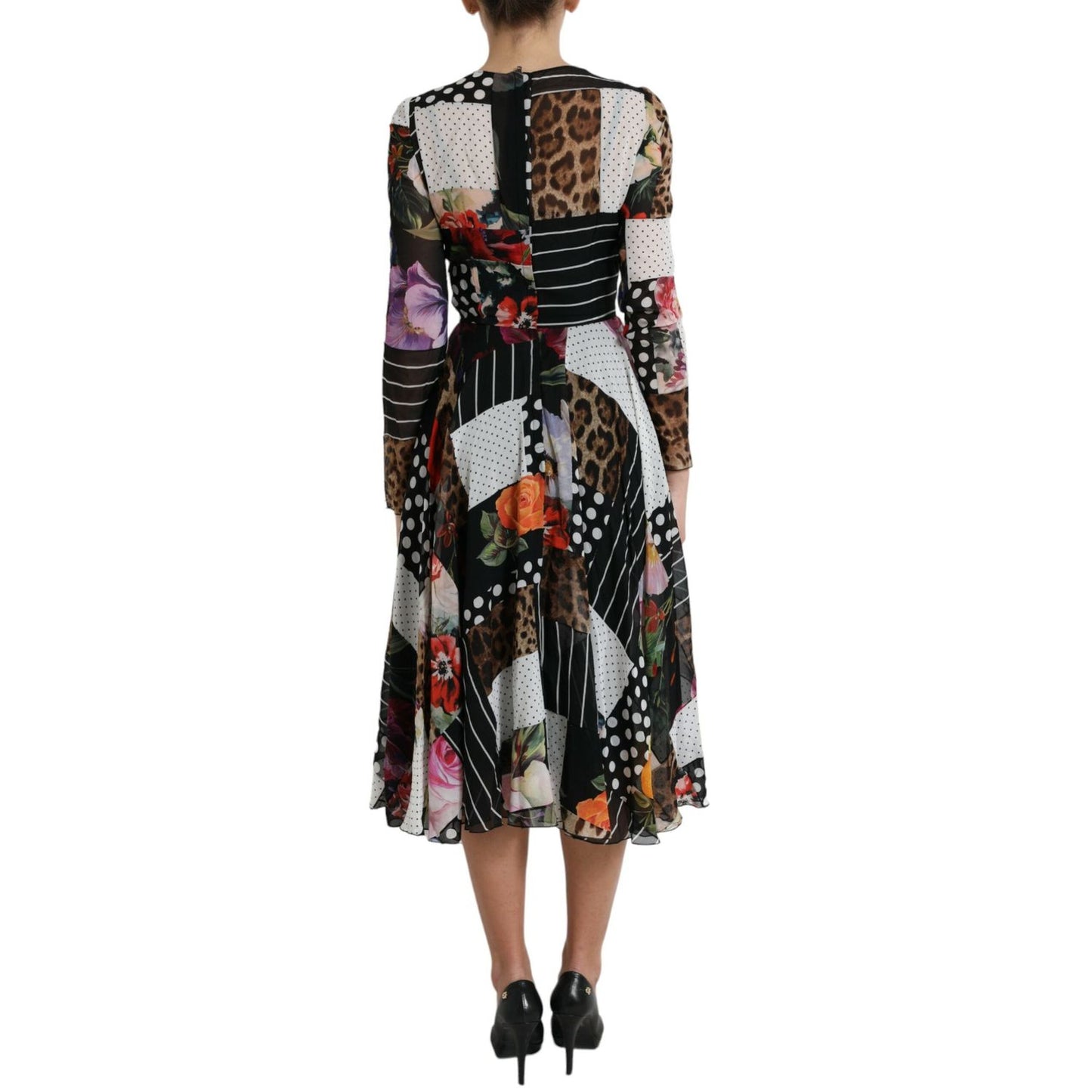 Dolce & Gabbana Multicolor Patchwork Floral Leopard Dress Dolce & Gabbana