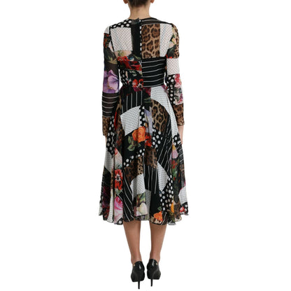 Dolce & Gabbana Multicolor Patchwork Floral Leopard Dress Dolce & Gabbana