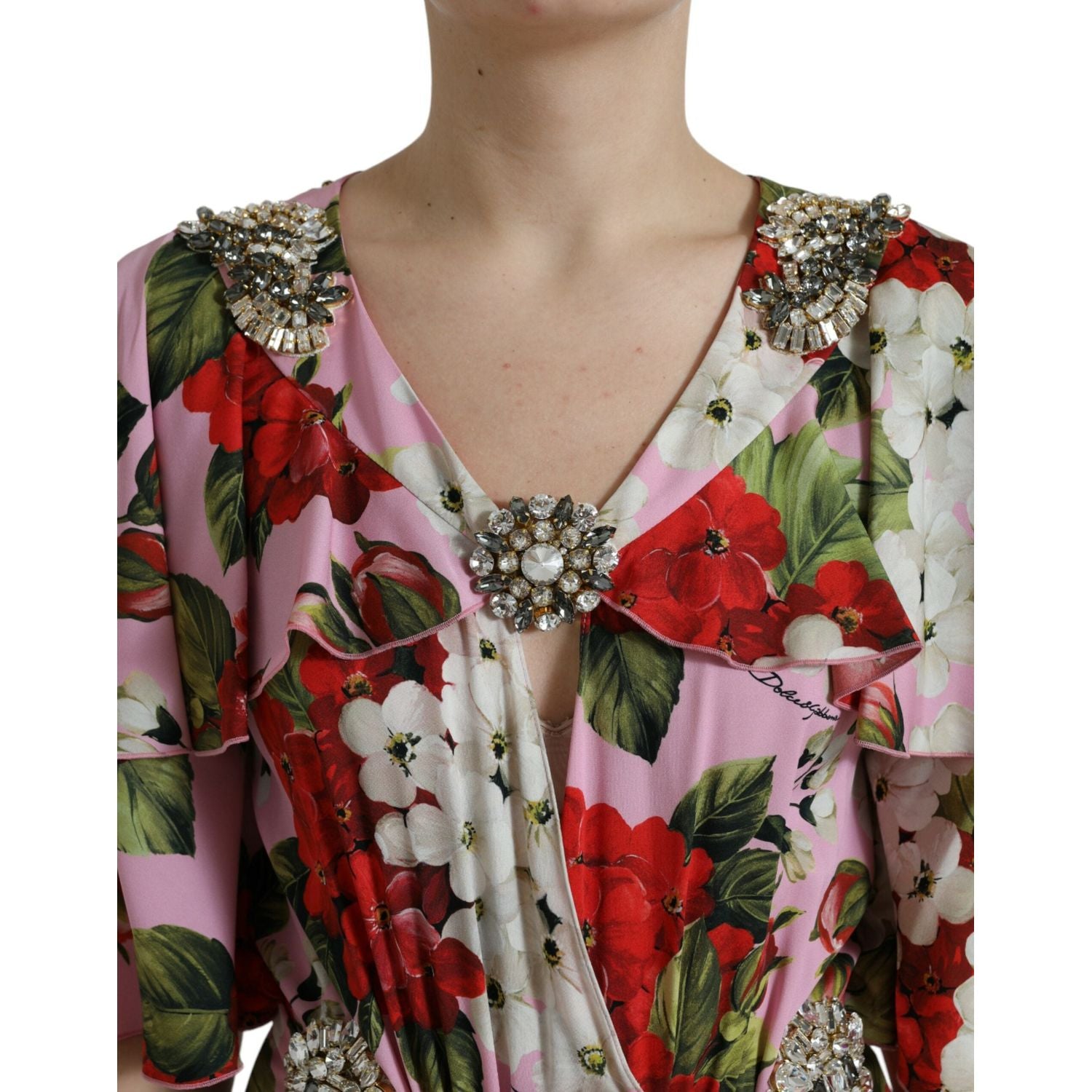 Dolce & Gabbana Multicolor Floral Crystal Embellished A-line Dress