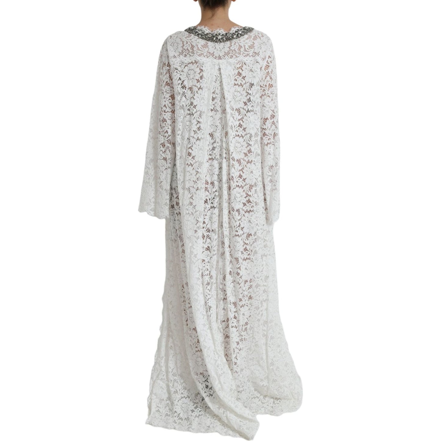 Dolce & Gabbana White Lace Crystal Embellished Shift Dress Dolce & Gabbana