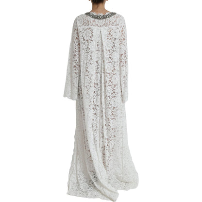 Dolce & Gabbana White Lace Crystal Embellished Shift Dress Dolce & Gabbana