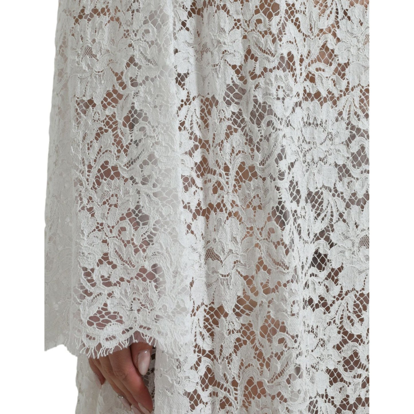 Dolce & Gabbana White Lace Crystal Embellished Shift Dress Dolce & Gabbana