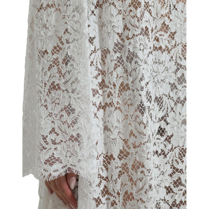 Dolce & Gabbana White Lace Crystal Embellished Shift Dress Dolce & Gabbana