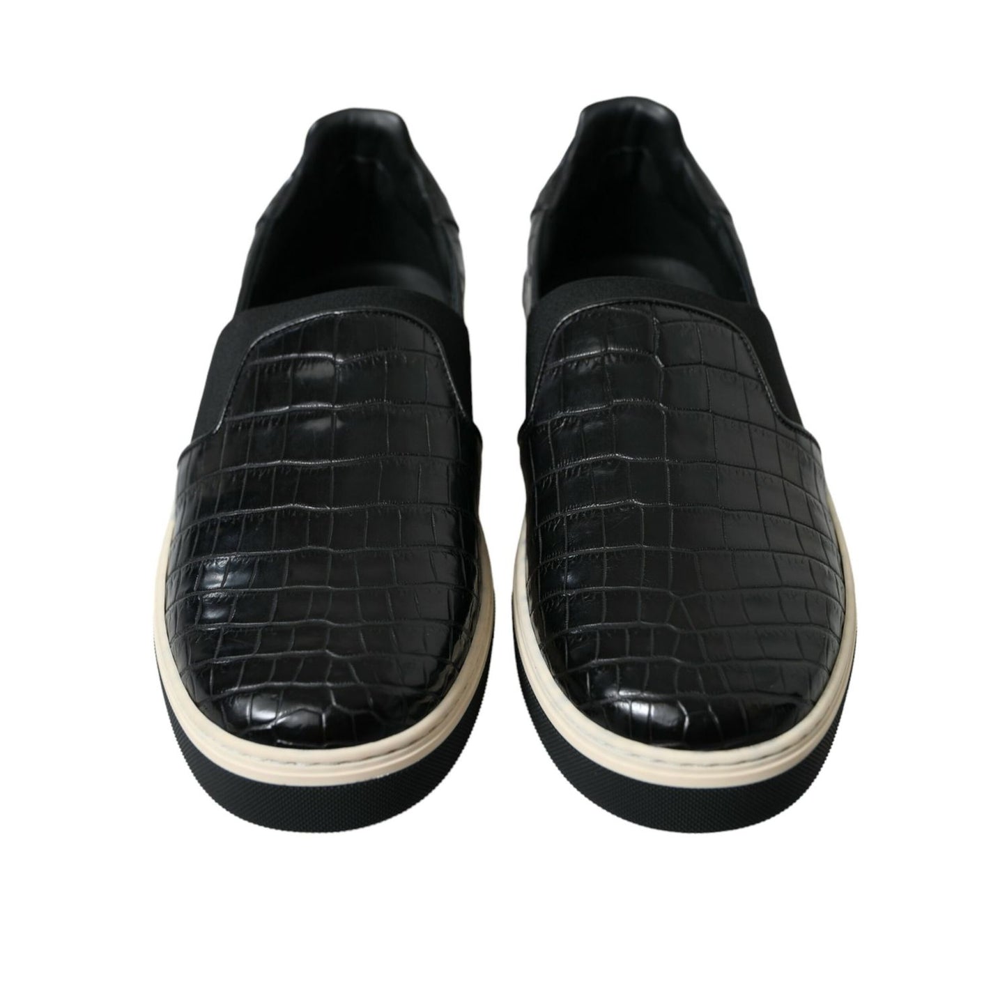 Dolce & Gabbana Black Croc Exotic Leather Sneakers Shoes