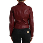 Dolce & Gabbana Bordeaux Biker Leather Jacket Dolce & Gabbana Black