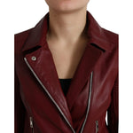 Dolce & Gabbana Bordeaux Biker Leather Jacket Dolce & Gabbana Black