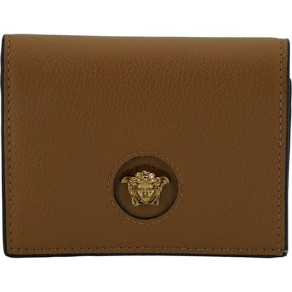 Versace Brown Calf Leather Compact Wallet Versace