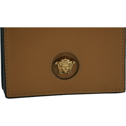 Versace Brown Calf Leather Compact Wallet Versace