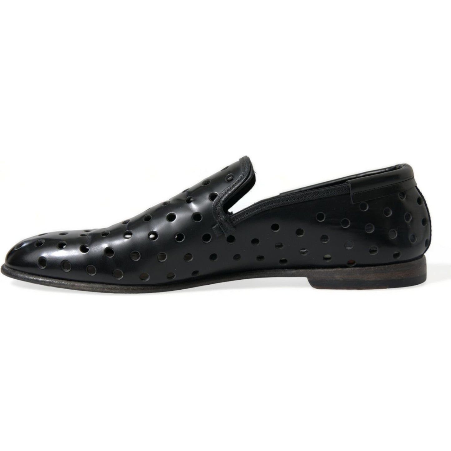 Dolce & Gabbana Elegant Black Leather Perforated Loafers Dolce & Gabbana