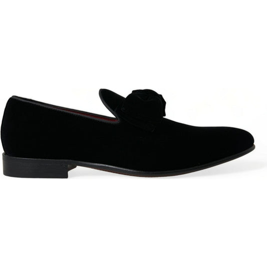 Dolce & Gabbana Black Velvet Loafers Formal Dress Shoes Dolce & Gabbana