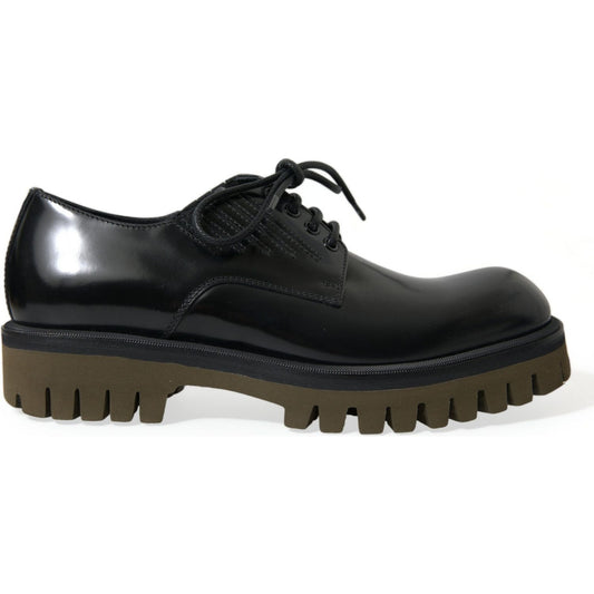 Dolce & Gabbana Black Leather Lace Up Derby Men Dress Shoes Dolce & Gabbana